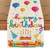 Happy Birthday Cakes Gift Hats Candle Linen Table Runners Dresser Scarf Reusable Kitchen Dining Table Runners Holiday Decoration