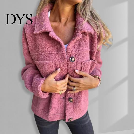 Trendy Women Outerwear Winter Jacket with Double Pockets Thick Fleece Button Closure Cardigan Coat Long Sleeves Warm Windproof Heat Retention Outdoor