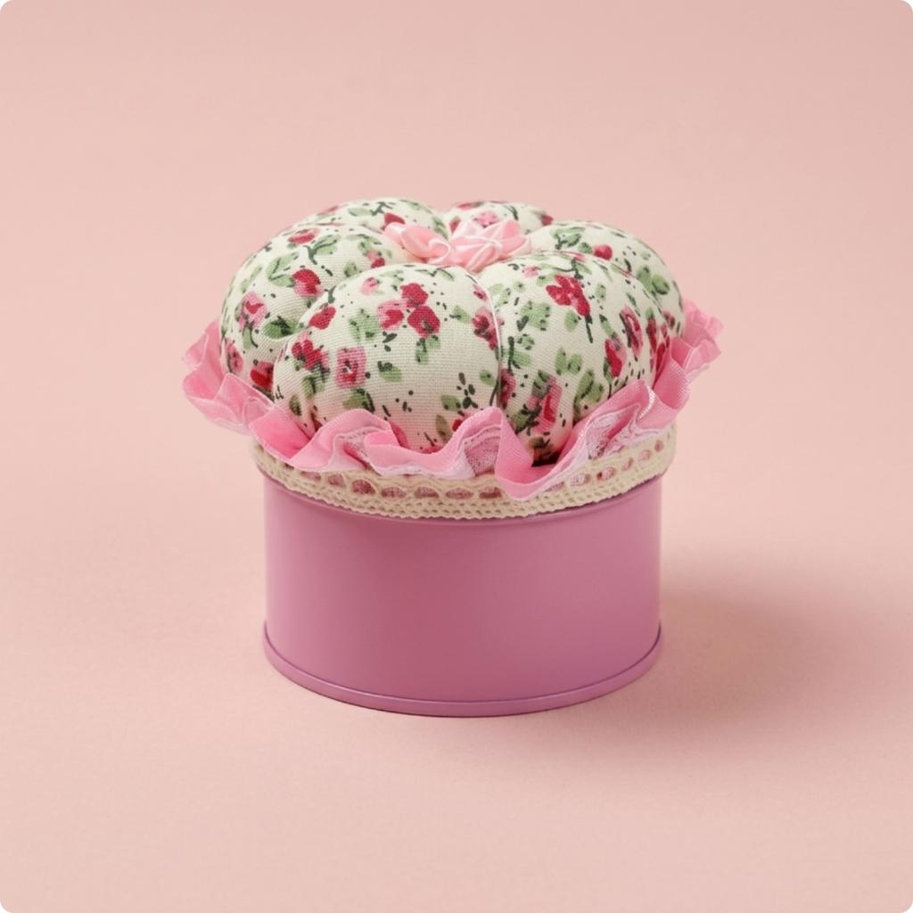 Pin Pad Storage Box DIY Tool Sewing Sewing Pin Holder Case Textile Pin Pad Tin Handmade Design Round Pin Holder Box for Sewers