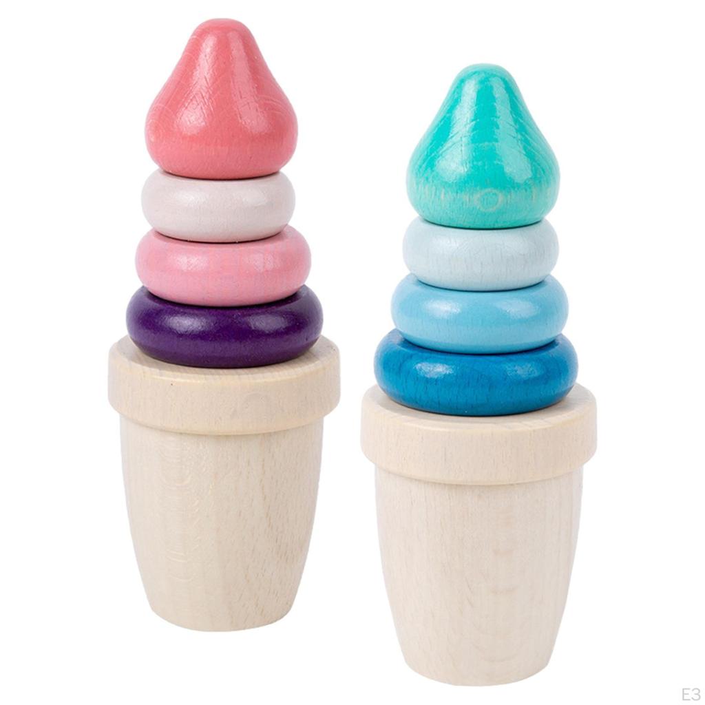 Ice Cream Stacker Toy Toddlers Preschool Boys Girls Montessori Stacking Game Red