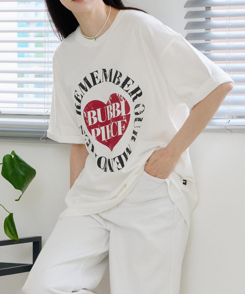 Beobeulpiseu Heart Circle Pigment T-Shirt_White