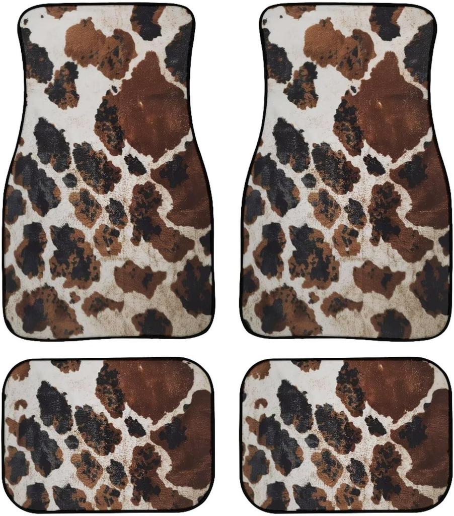 Universal Fit Auto Carpet Floor Mats Set of 4 for Women Girls Decorative Boho Floral Print Car Floor Mats Front & Rear Liners Set