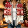 Women's Casual Christmas Print Long Sleeve Open Front Cardigan Jacket for Fall and Winter