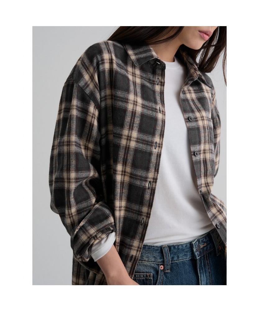 8SECONDS Navy Check Oversized Shirt Navy