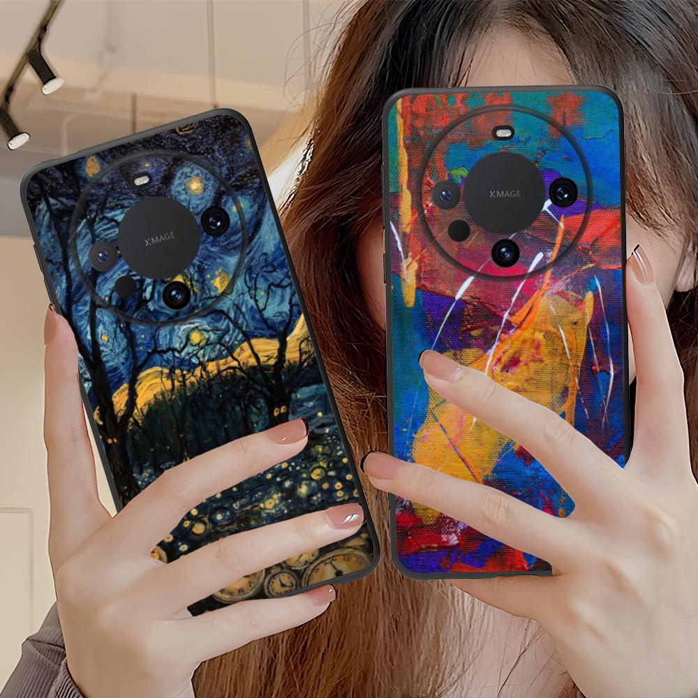 Abstract Oil Painting Phone Case for Huawei Mate 60 50 40 30 20 10 Pro Plus Lite E 5G Soft TPU Shockproof Cover