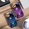 Färgglad stensjöstrand För IPhone 16 16Pro Max 15 P ro 14 13 Plus 12 Mini 11Pro Max XS Max XR Guld härdat glas mobilskal