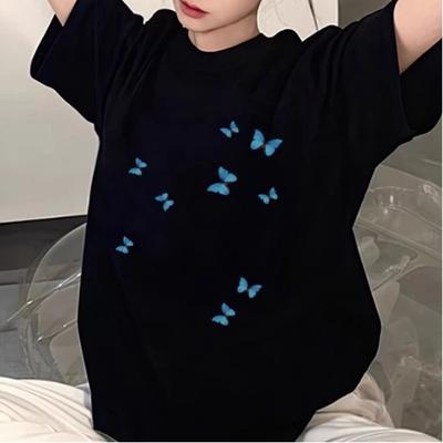 Schwarzes kurzärmeliges T-Shirt für Damen Neues Sommer-Halbarm-Vielseitiges Lockeres Schlankmachendes Koreanisches Oberteil