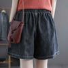 Summer Plus Size Denim Shorts Women's Big Pockets Loose and Thin All-match Wide-leg Pants Elastic Waist Shorts