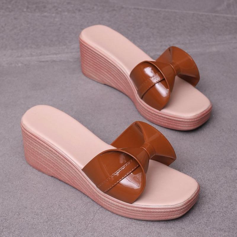 

Модные шлепанцы на платформе-клине для женщин, обувь, цветы, босоножки с открытым носком, шлепки-слайды для девочек, эспадрильи, большой размер 36 шоколадный