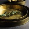 Golden European Retro Round Iron Plate Metal Vintage Storage Tray Home Decoration Garden Restaurant Table Photographing