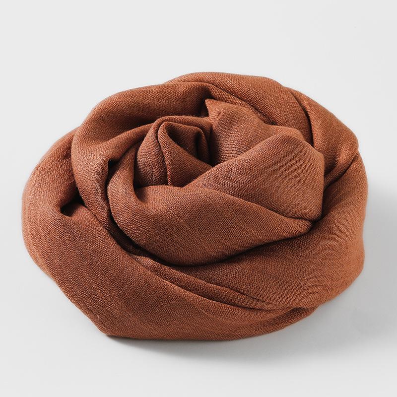 Women's Cotton Linen Artistic Solid Color Silk Scarf, Sun Protection Beach Neck Scarf, Japanese Style Long Gauze Scarf