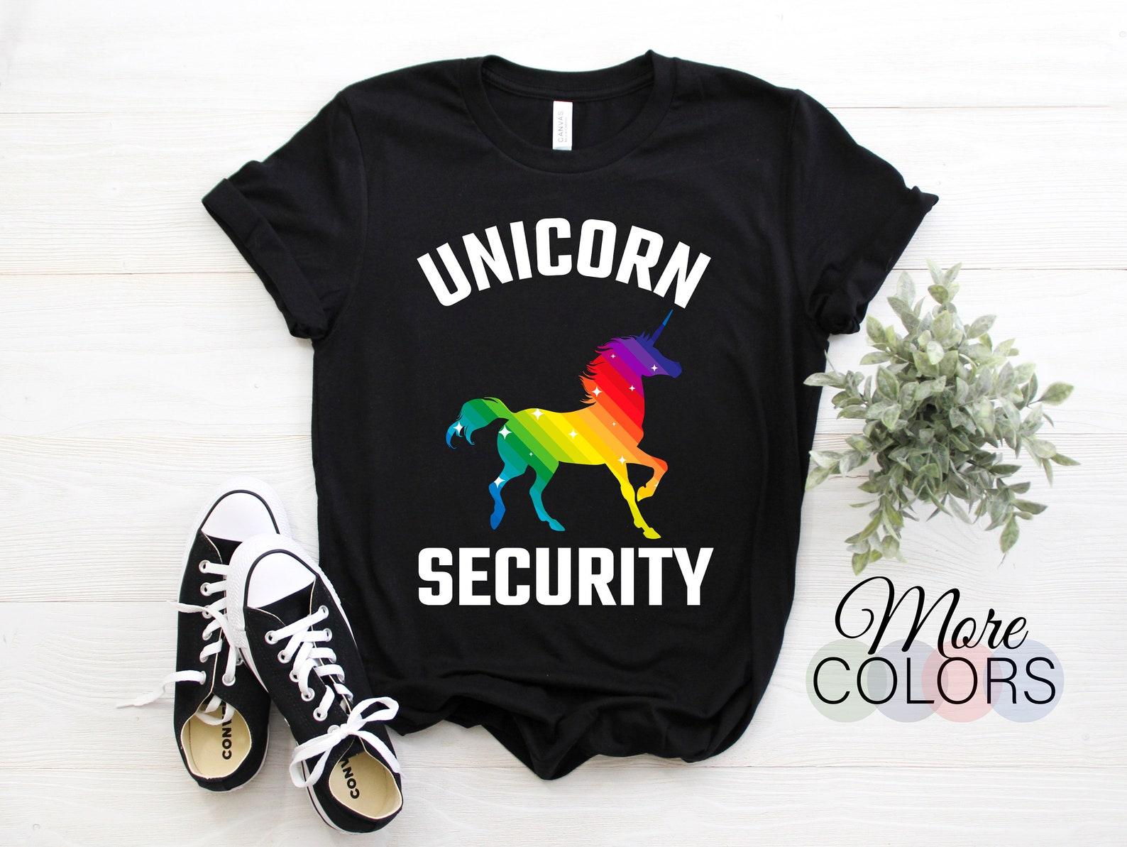 Unicorn Security T-Shirt, Halloween Dad Mom Daughter Adult Costume, Funny Outfit Gift Idea For Kids Or Adults, Present T Shirt For Party, 120