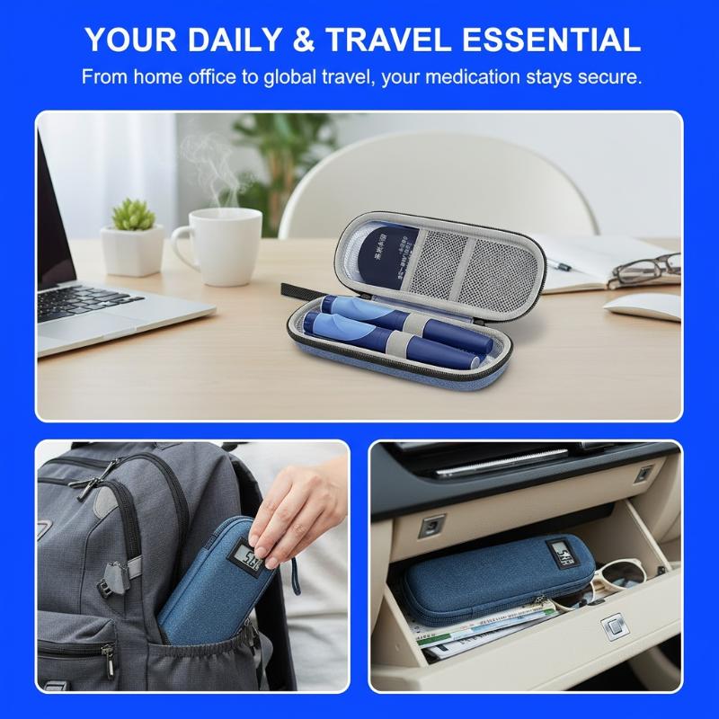 Insulin Cooler Travel Storage Case With Digital Display Medicine Organizer Bag Reusable Diabetes Carrying Bag For Diabetics