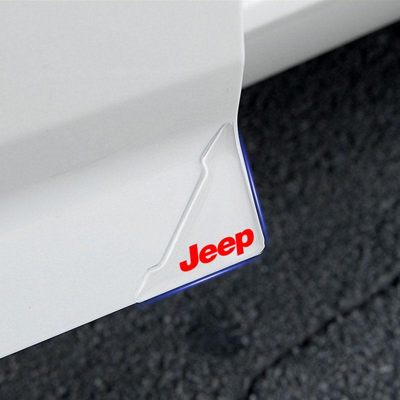 2Pcs Transparent Car Door Corner Cover Anti-Scratch Protection Sticker For Jeep Renegade Wrangler JK JL Grand Cherokee Compass Patriot