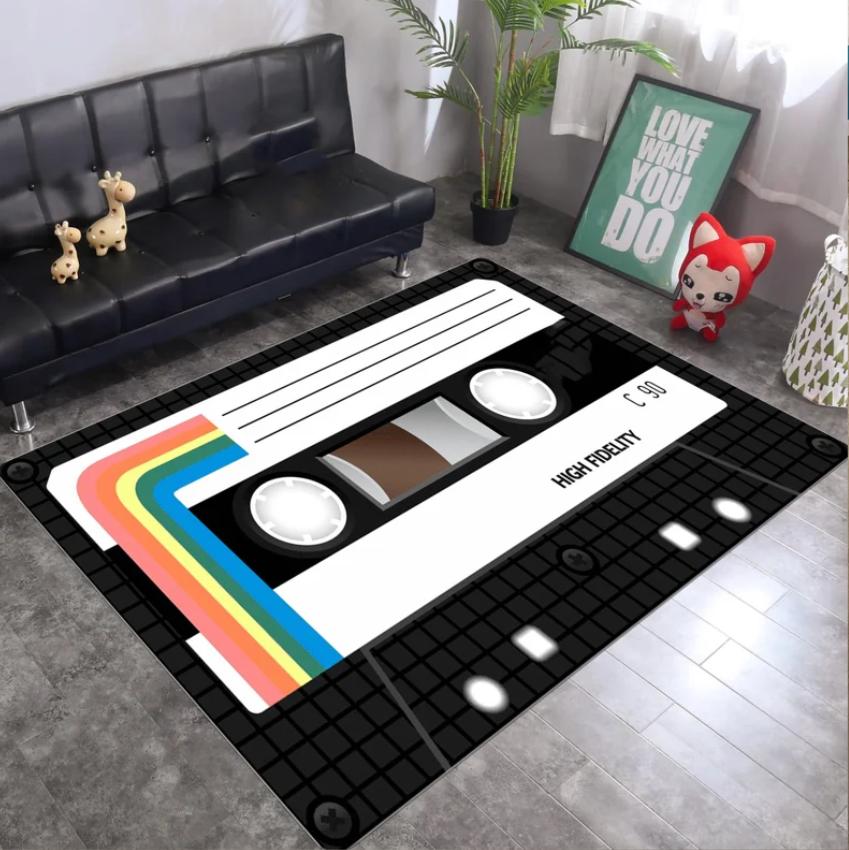 Retro Cassette Tape Rug Colorful Music Room Decor Carpet Vibe Rug Music Lover Rug Audio Tape Rug Nostalgic 1980s Inspired Rugs 40x60cm