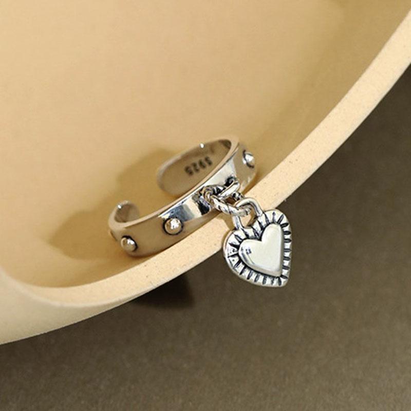 Ventfille Copper Retro Love Heart Wide Glossy Net Red Ring For Women Girl Gift Jewelry Dropshipping