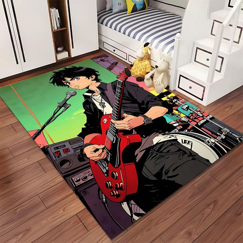 Rock Musician Anime Art Carpet suitable as a non-slip mat for the living room or bedroom sofa