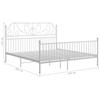 Vidaxl Bed Frame, White, Metal, 180 X 200 Cm
