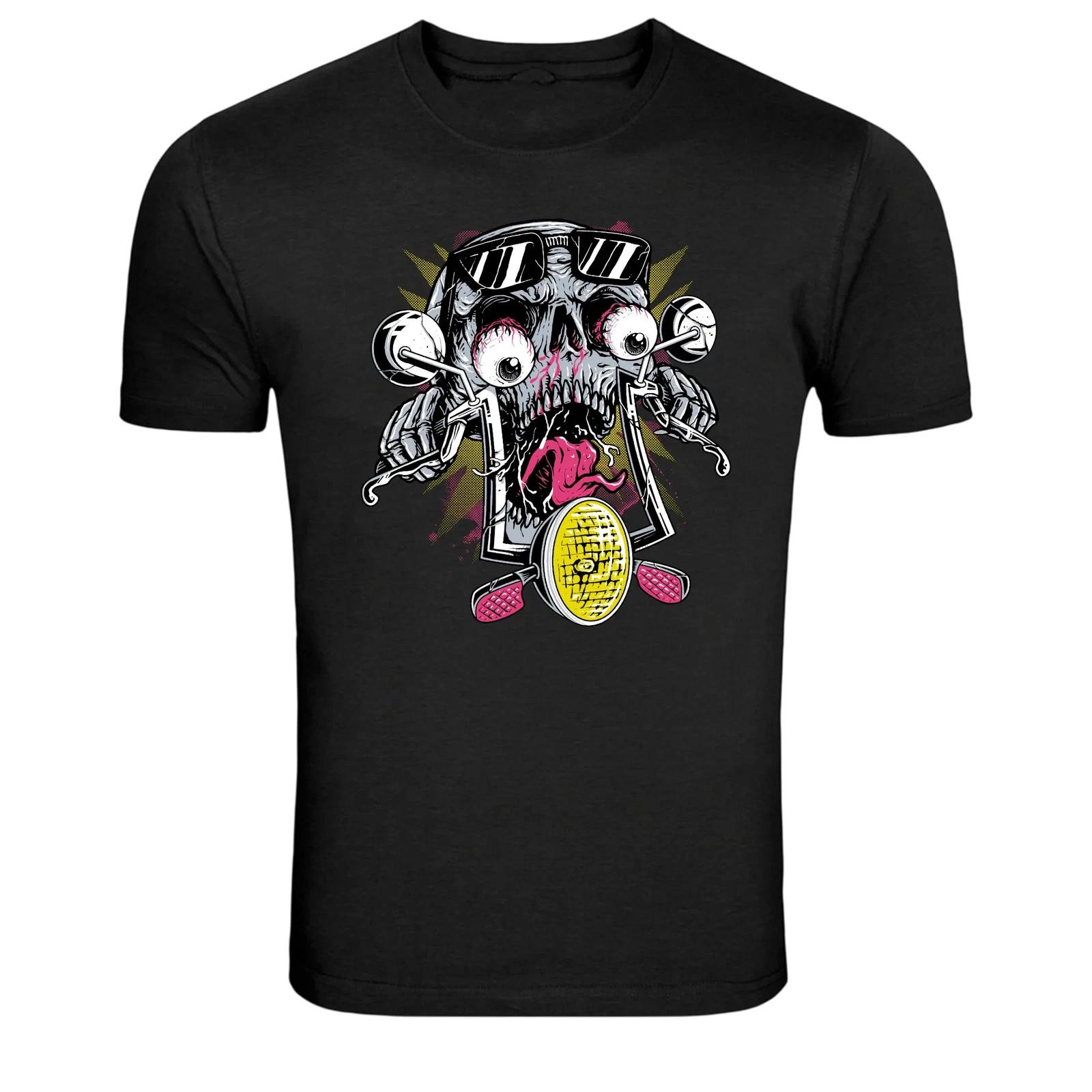 Crazy Skull Motorcycle Rider Graphic T-Shirt S