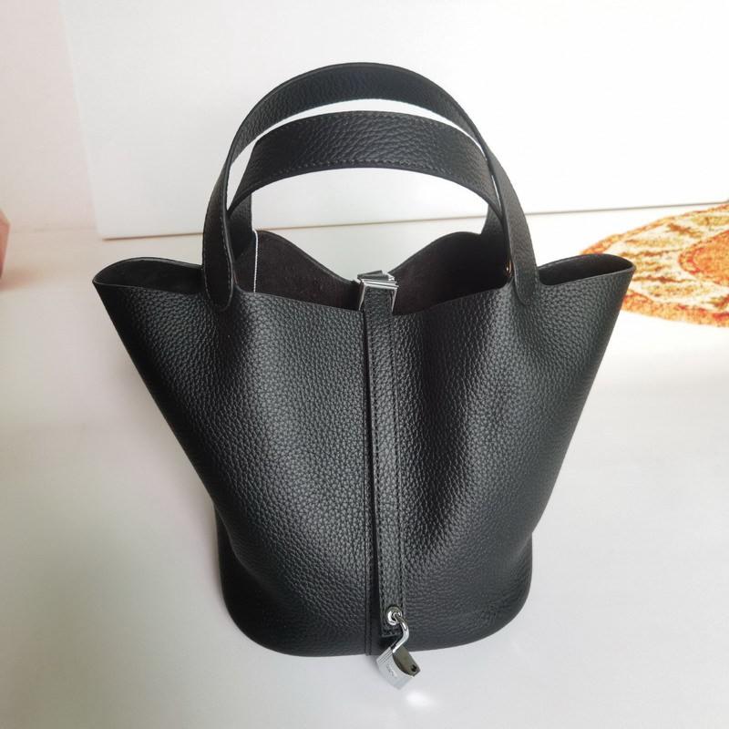 Mini Borsa a Secchiello in Vera Pelle Togo da Donna Borsa a Mano Morbida Strutturata In Vari Colori