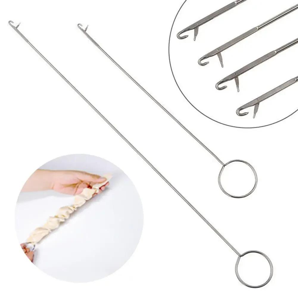Sewing Loop Turner Hook Stainless Steel Loop Turner with Latch for Fabric Tube Belts Strips DIY Knitting Sewing Accessories