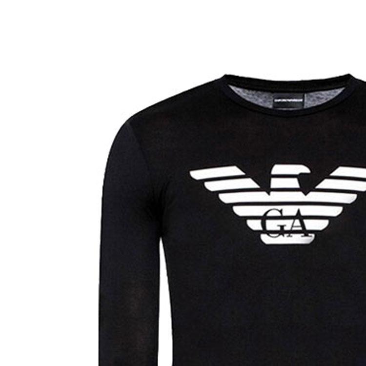 Emporio Armani FW21 Cotton Printed Long Sleeve T-Shirt Men Tops Black 8N1T64-1JPZZ-0999
