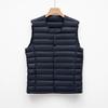 Men's Plus Size Lightweight Down Vest Round Neck Solid Color Down Jacket