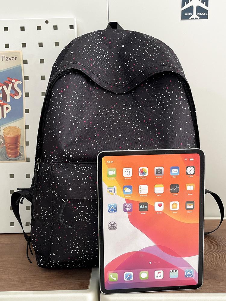 Trendy Starry Tie-Dye Polka Dot Student Backpack for Junior & High School