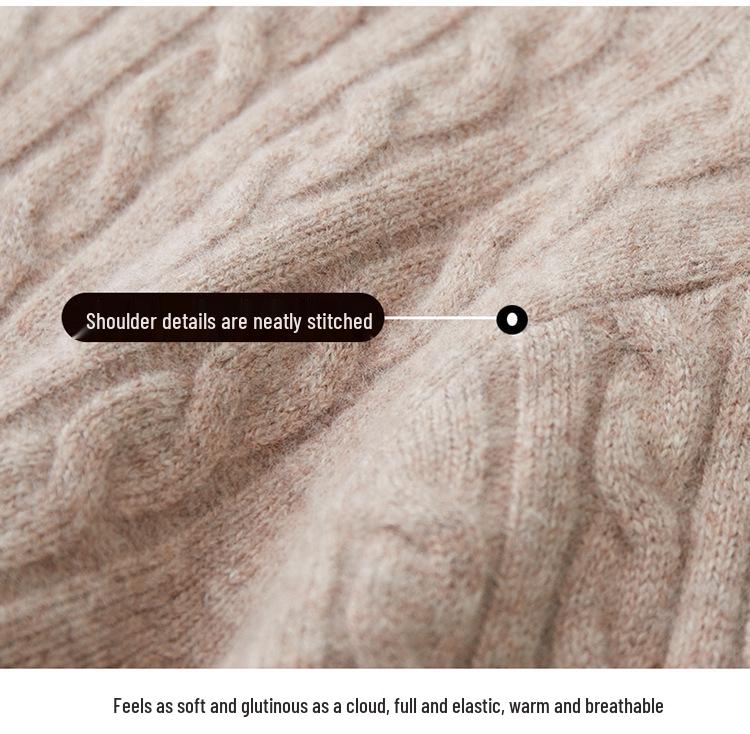 Men's 100% Wool Half-High Collar Sweater - Loose Fit, Thick Knit, Casual Business Style