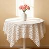 White Lace Square Tablecloth, Vintage Floral Embroidered Table Cloths Square Small Table Cloth Dustproof Tables Protector for Kitchen Dining Room