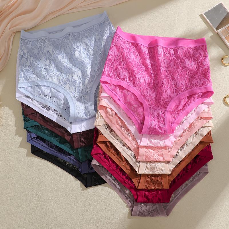 FINETOO 1Pc Summer Sexy Ultra-thin Lace Perspective Panties Women High Waist Lace Floral Underwear Female Breathable Intimates Lingerie