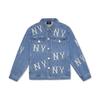 MLB SS24 New York Yankees Gesticktes Logo Einreihige Langarm-Jeansjacke Unisex Jacken Hellblau 3ADKB0141-50BLL