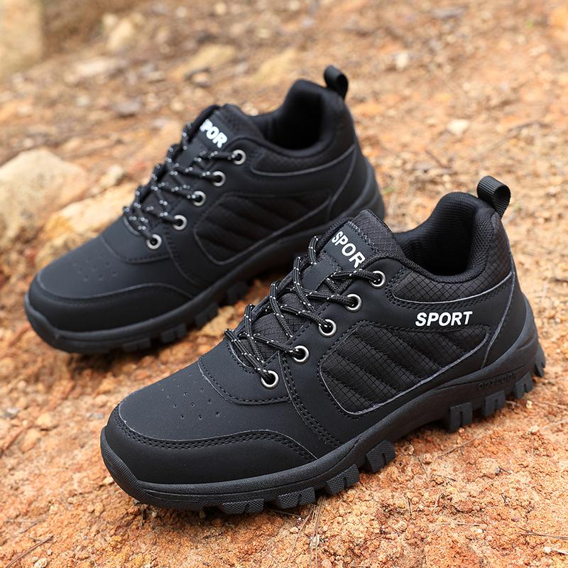 Anti-slip Hiking Shoes for Women Breathable Casual Trainers PU Leather Wear-resistant Outdoor Sneakers for Camping Trekking