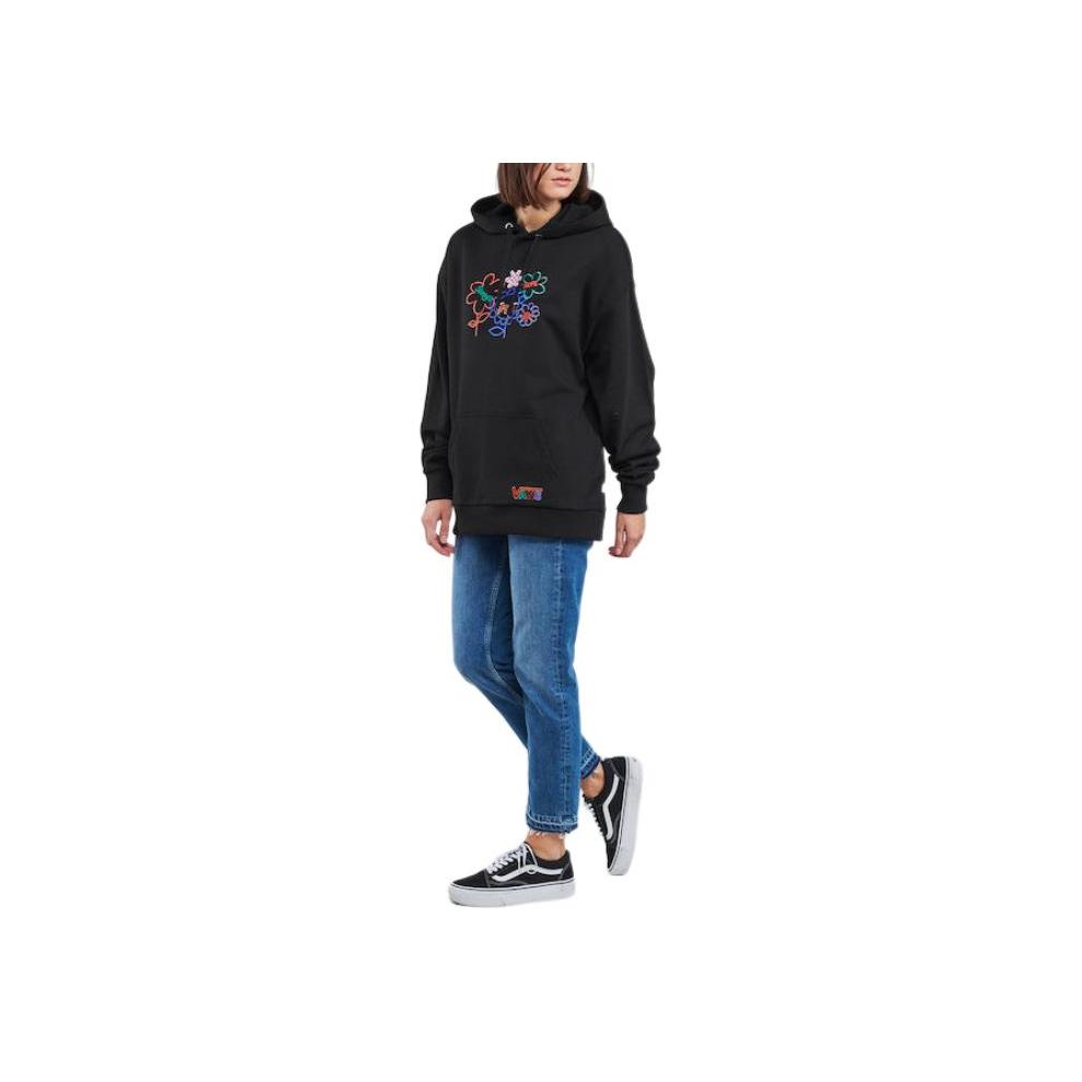 Vans Floral Print Hoodie With Long Sleeves Women Tops Black VN0A5LK2BLK