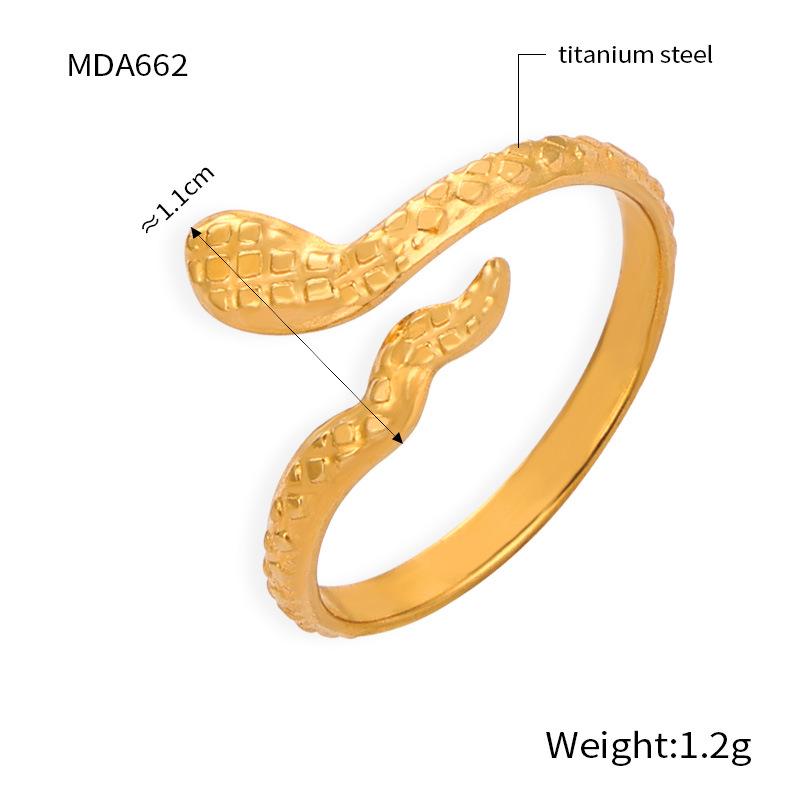 Trendy Openable Gold Snake Shape Titanium Steel Couple Ring - Non-fading, Light Luxury, French Retro Style