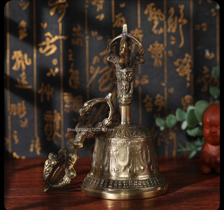 brass/white copper Tibetan Five-Strand golden Bell pestle household indoor/ Buddhist hall ornaments/Buddhist ritual utensils