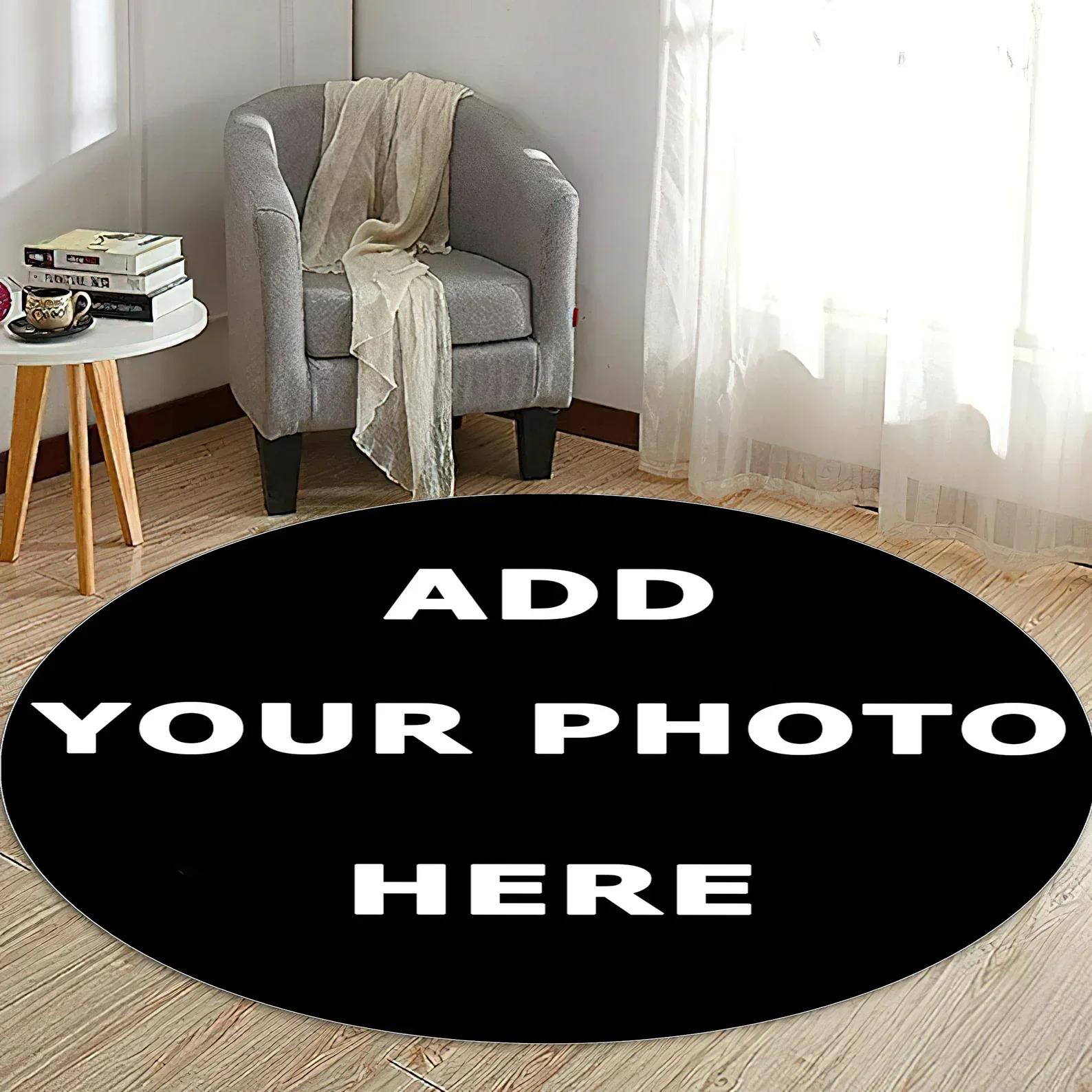 

Custom Logo Mat Circle Rectangle Carpet Anti Slip Round Area Rug Large for Home Living Room Bedroom Decor Drum Rug Chair Doormat 60cm