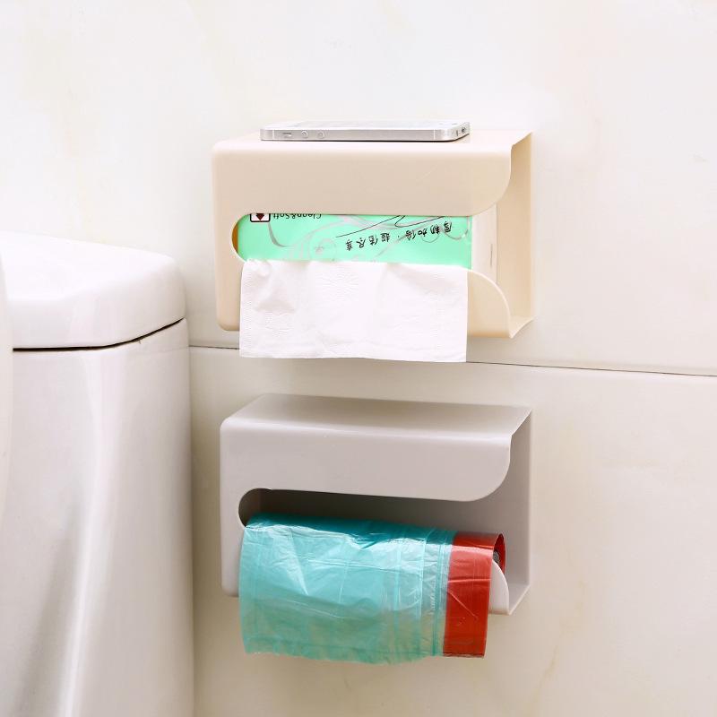 Creative Wall-Mounted Bathroom Tissue & Hand Towel Holder, No-Punch Installation