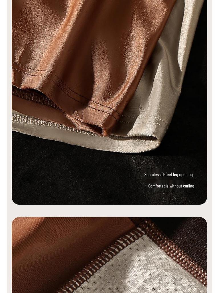 Aurora Satin Men's Ice Silk Breathable Boxer Briefs - Mid-Rise Nude Feel