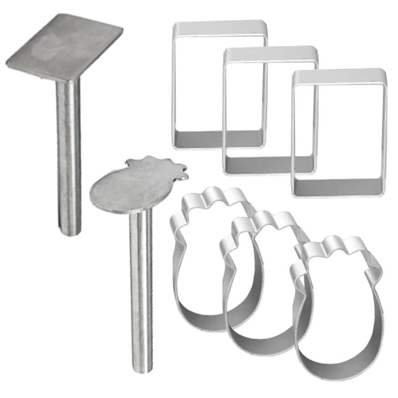 Rectangle Shape PineApple Cake Pie Biscuit Cutter Mold Pulburon Molder With Pusher Cake Decorating Tools Stainless Steel