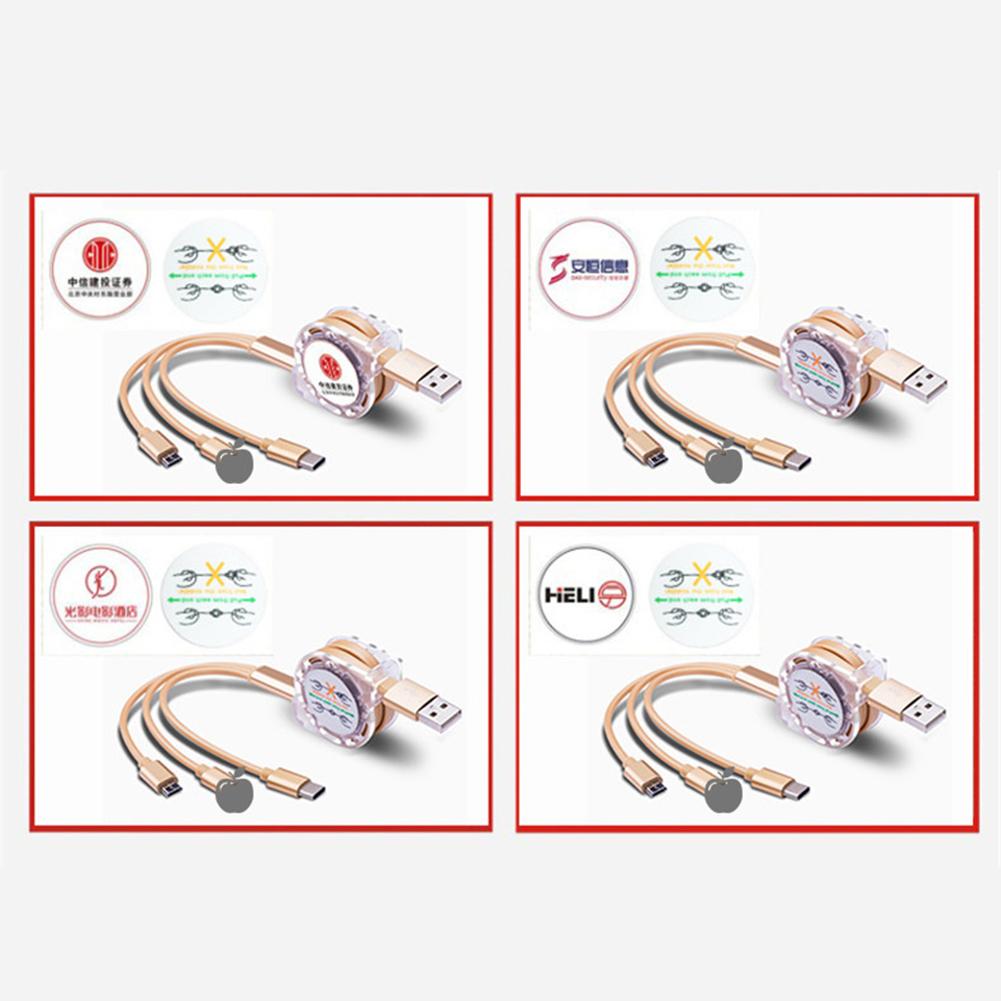 Data  Line Copper One-to-three Multi-function Telescopic Fast Charging Data Cable