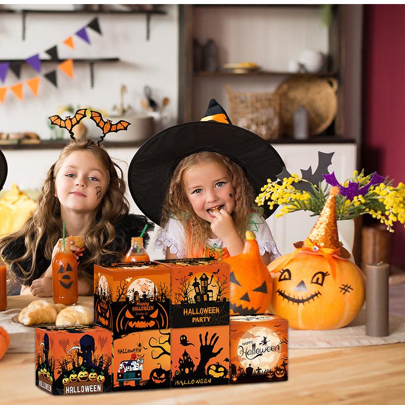 6/12/18PCS Halloween Candy Box Pumpkin Ghost Packing Box for Snack Cookie Trick Or Treat Kids Gift Halloween Gifts Decoration