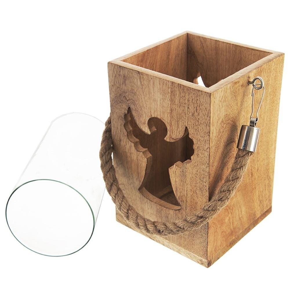 Wooden angel candle lantern MANGO 20.5 cm