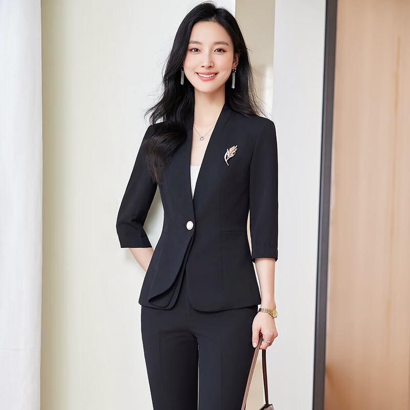 Women s 3/4 Sleeve Business Casual Suit Set XL
