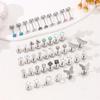 2 ks/Sada Nerezová ocel Srdce Měsíc Stud do ucha Šroubek Kulatý Stud Náušnice pro ženy Módní Piercing ucha Tragus Chrupavka Body Piercing