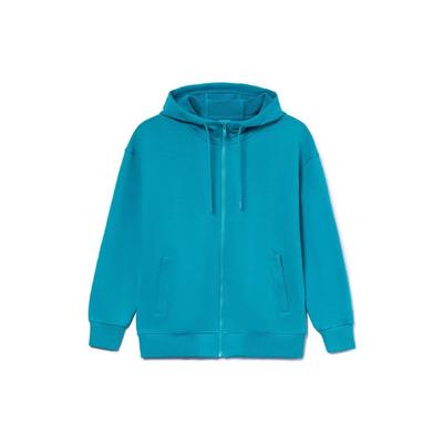 Li Ning Sport Fashion Series Solid Color Loose Zipper Hoodie Unisex Hoodies Jade-Blue AWDR867-4