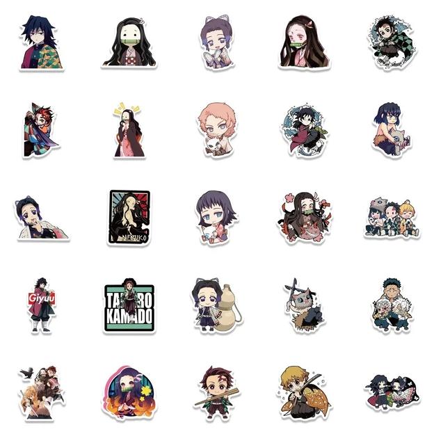Стикеры Клинок рассекающий демонов Demon Slayer манга аниме стикерпак наклейки набор наклейок 50 шт