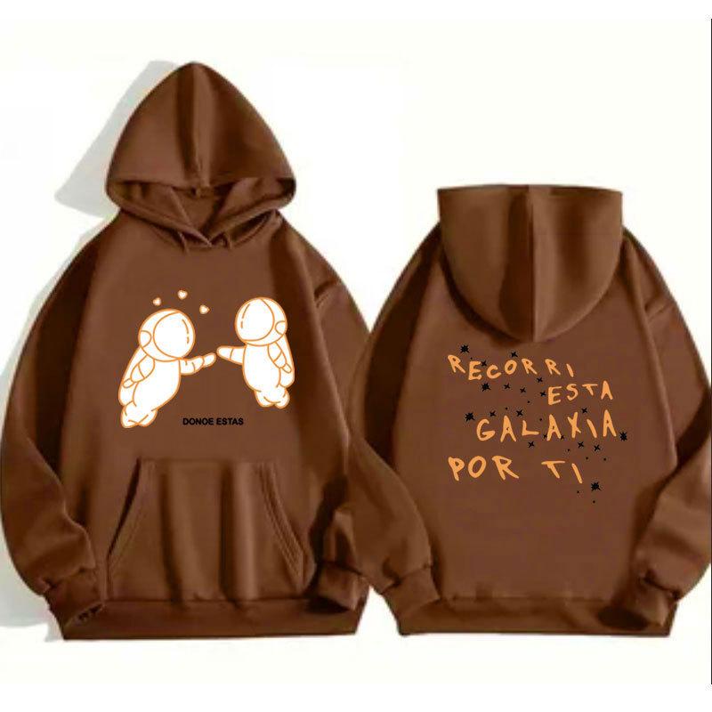 Außenhandel neue Mode Druck Doppel-Astronaut Kapuzenpullover Lockerer Pullover Freizeit Herren und Damen Freizeit Sportpullover