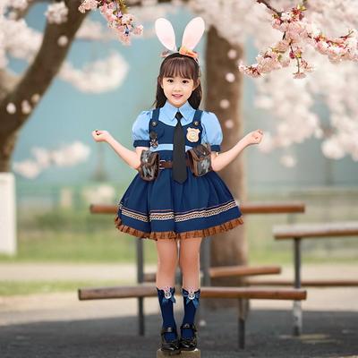 Disfraz Cosplay de Judy Set para Niños Uniforme Completo de Oficial de Policía Traje Completo Infantil Falda Lolita Sombrero Diadema Disfraz Completo