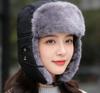 Unisex Warm Russian Troop Style Winter Aviator Bomber Hats with Fur Windproof Mask 100% Polyester Plush for Hunting Trapper